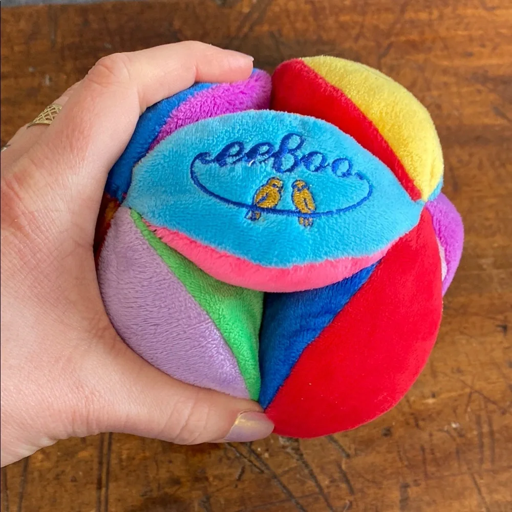 Eeboo Colorful Soft Sensory Chime Crinkle Ball Toy